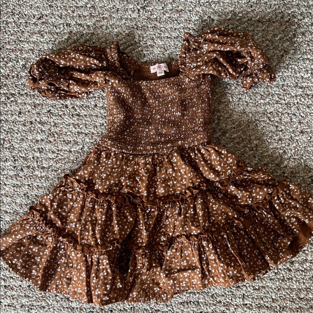 Ivy City Co Brown Floral Kids Formal Dress